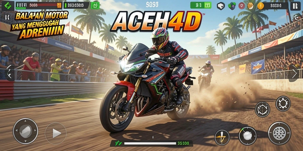 Tampilan balapan motor yang mendebarkan dalam ACEH4D.