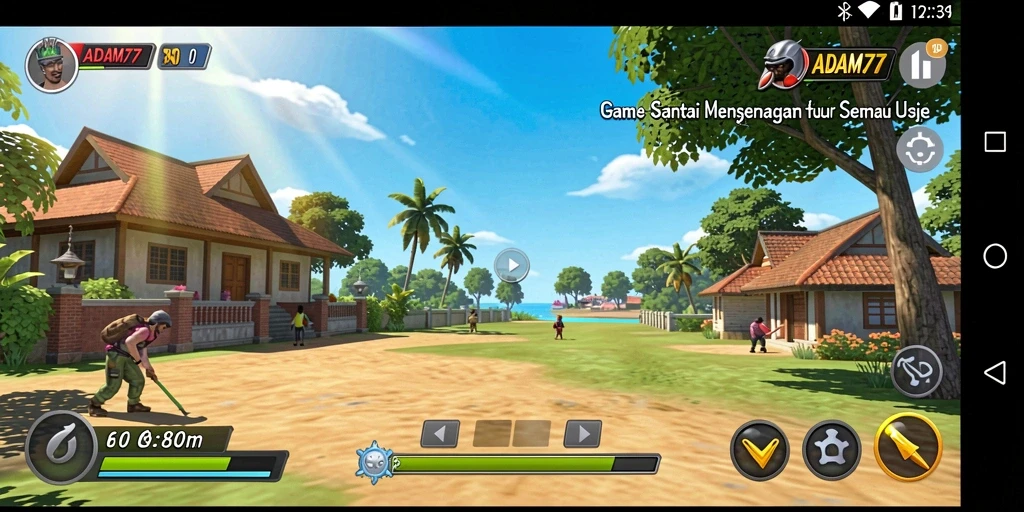 Tampilan gameplay <strong>ADAM77</strong> yang ceria dan warna-warni.