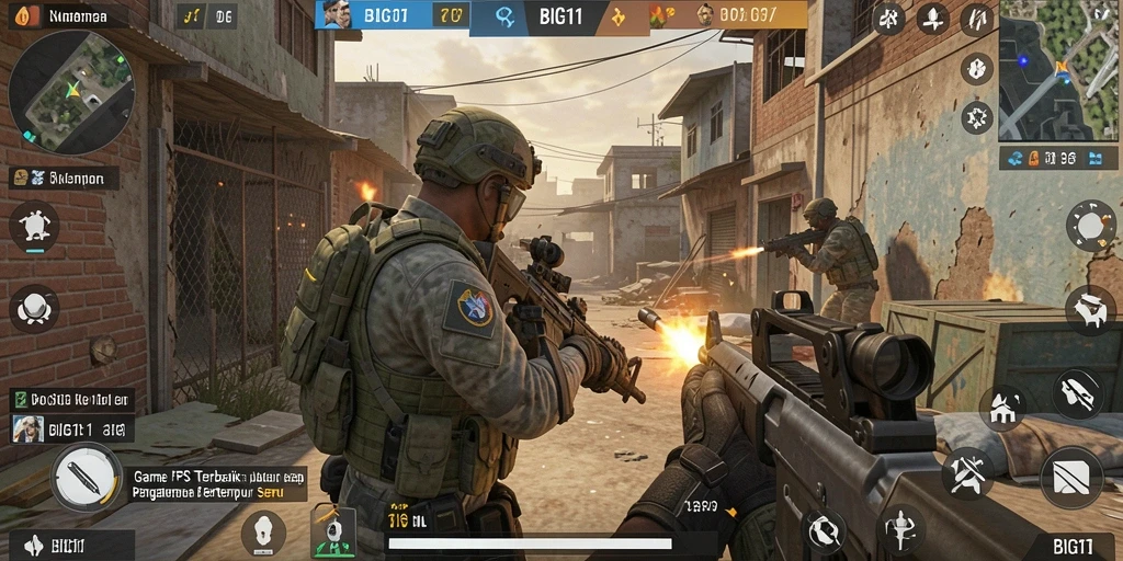 Tangkapan layar menunjukkan aksi intens gameplay FPS di BIG11.