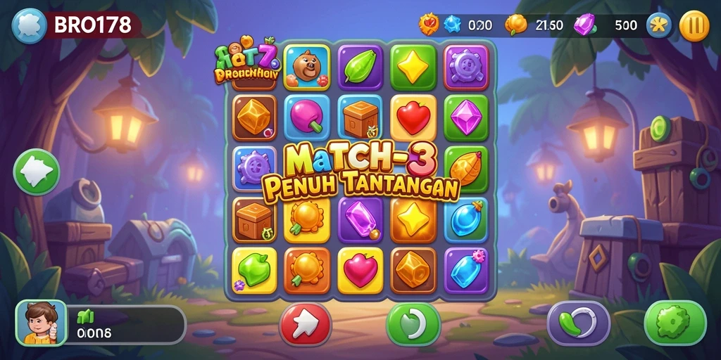 Tampilan gameplay seru dengan mekanisme Match-3 yang menarik.