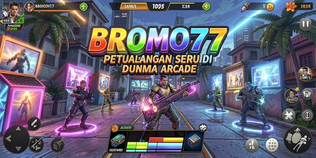 Screenshot menampilkan gameplay seru dari BROMO77 di dunia Arcade.