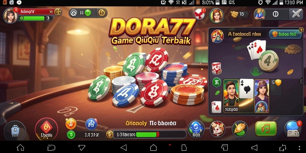 Tampilan screenshot DORA77 menampilkan aksi seru permainan QiuQiu.