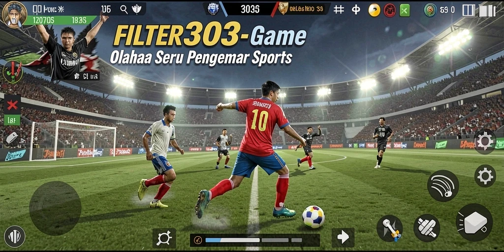 Tangkapan layar FILTER303 menampilkan aksi seru di lapangan olahraga.
