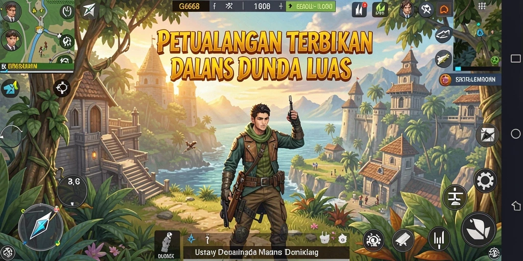 Screenshot gameplay G668 menampilkan eksplorasi dunia terbuka yang luas.