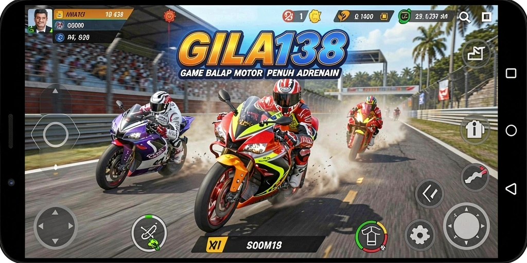 Tampilan menarik dari gameplay balap motor di GILA138.