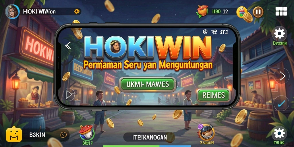 Tampilan gameplay HOKIWIN dengan karakter dan misi mendebarkan.