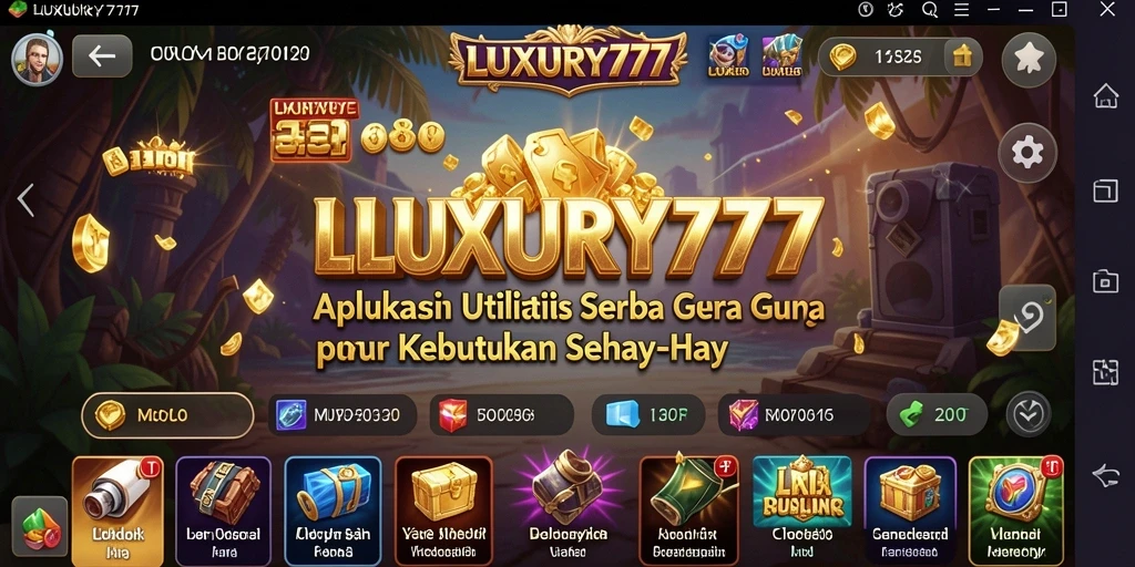 Tampilan utama LUXURY777 dengan fitur utilitas canggih.