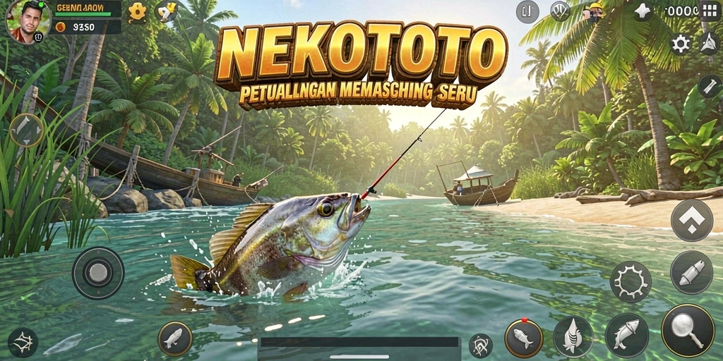 Gameplay NEKOTOTO yang menarik dengan suasana memancing yang realistis.