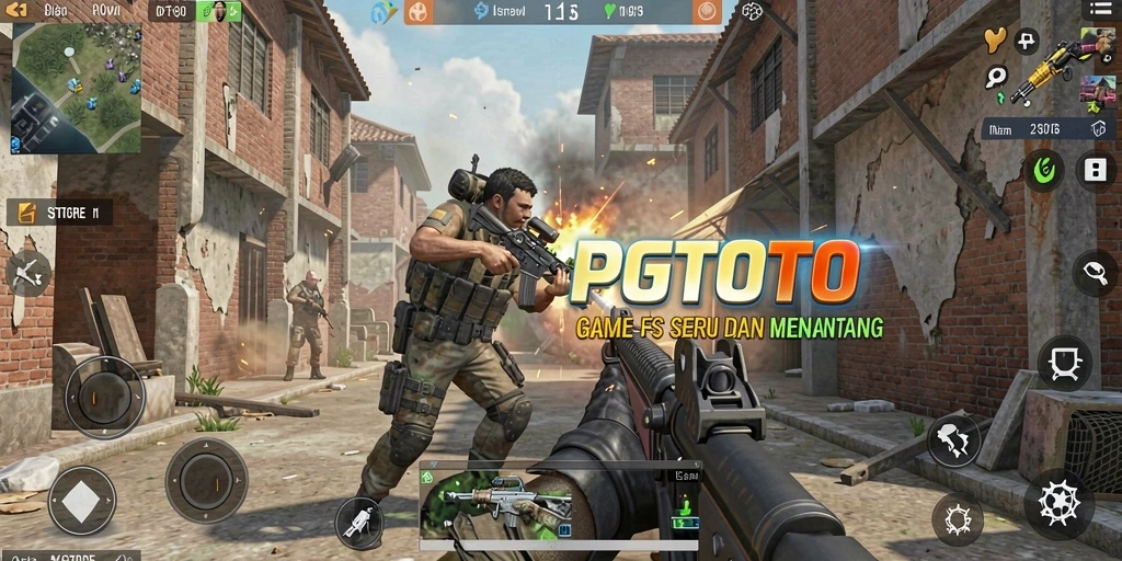 Screenshot PGTOTO memperlihatkan aksi tembak-menembak yang intens dan mendebarkan.