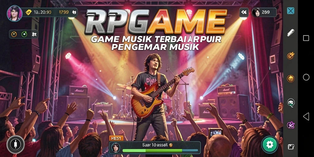 Screenshot utama RPGAME menampilkan gameplay musik yang seru dan interaktif.