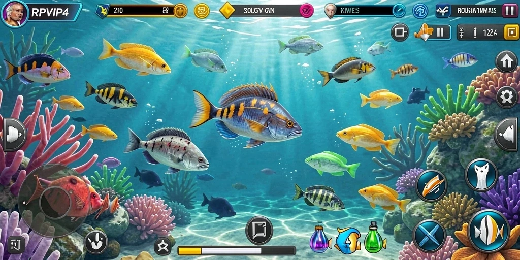 Gameplay RPVIP4 yang seru menembak ikan dengan teman-teman.