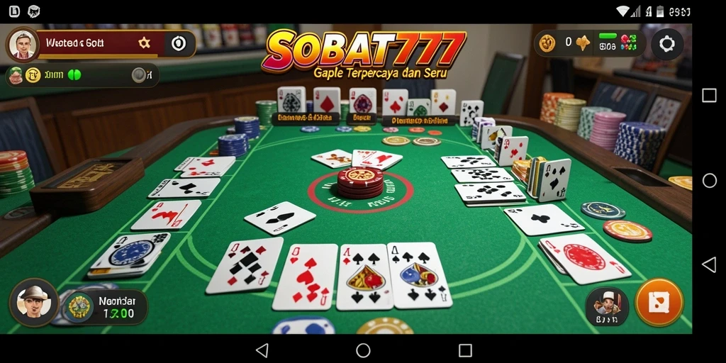 Tampilan gameplay seru dari SOBAT777 dalam permainan Gaple.