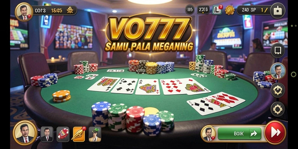 Screenshot VO777 menampilkan gameplay Poker yang mendebarkan.